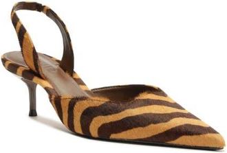 Schutz Paola Mid Slingback Pointed Toe Pump in Natural Calf Hair at Nordstrom, Size 8