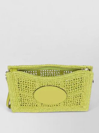 Tory Burch hand crocheted raffia rectangular clutch pouch