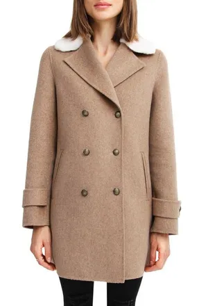 Belle & Bloom BELLE AND BLOOM Liberty Faux Shearling Collar Wool Blend Coat at Nordstrom, Size X-Small