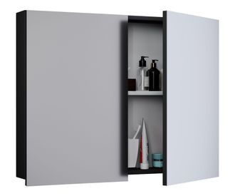 ebuy24 Armario De Ba&ntilde;o Vcm Atemporal Dimensiones Aprox. Al. 59 X An. 60 X P. 12 Cm Dos Puertas Giratorias Armario De Espejo - Badinos 59 X 60 Cm (negro)
