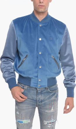 Amiri Velvet Satin Bomber Jacket In Blue