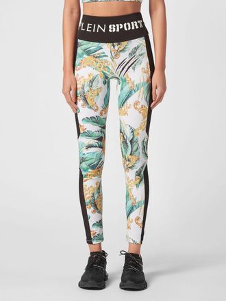Plein Sport Leggings sportivi a vita alta in tessuto tecnico con stampa grafica