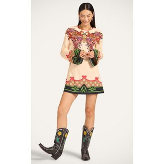 La DoubleJ Mini Supremes Swing Dress Plac&eacute;e in Mariposa Plac&eacute;e Ivory at Nordstrom, Size X-Small