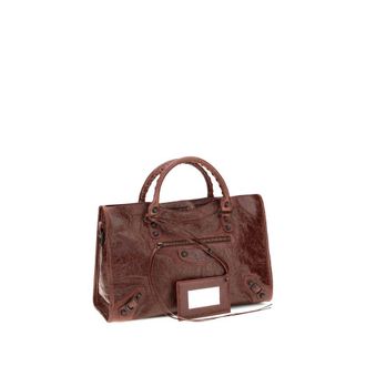 Balenciaga Lambskin Top Handle Bag - Bordeaux