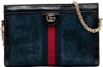 Gucci 2016-2025 kleine Ophidia Chain su&egrave;de crossbodytas - Blauw