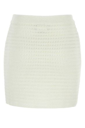 Le Kasha Womens White Crochet Mini Skirt Exterior: Organic Linen Gonne