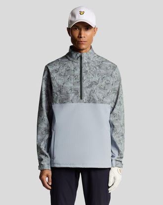 Lyle & Scott Golf Printed Half Zip Windjammer Jacket in True Iron/Jet Black at Nordstrom, Size Xx-Large