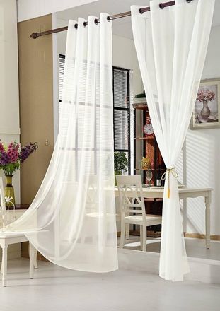 Woltu Woltu 1 Pz Voile Tenda Trasparente Drappeggio Con Occhielli Decorazione Finestra Crema 140x145cm,tenda Senza Cinghie