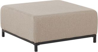 Beliani Otomana De Poli&eacute;ster Beige Arena Negro 83 X 83 Cm Reposapi&eacute;s Patas Metal Rovigo