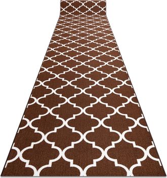 RugsX Rugsx - Passatoia Gommata Marocco Trifoglio 110 Cm Marrone Trellis 30351 Brown 110x460 Cm
