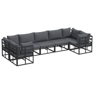 Berkfield Home Garden Sofa Set 7 pcs Black Aluminium