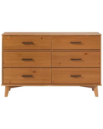 Walker Edison 6-Drawer Modern Solid Wood Dresser With Metal Handles
