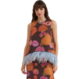 La DoubleJ La Scala Top With Feathers Jacquard Gyn Chocolate at Nordstrom, Size X-Large