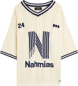 Nahmias Intarsia Open-knit Cotton Shirt - Ivory - XL