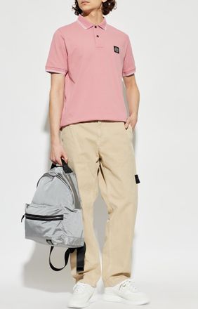Stone Island Polo With Logo Patch, Mens, Pink