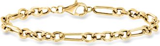 Ross-Simons 14kt Yellow Gold Alternating Cable and Paper Clip Link Bracelet