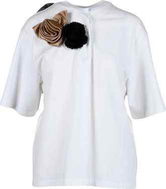 Prada Katoenen T-shirt - Dames - T-shirts - Wit - L - Katoen - Tops