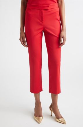 St. John Luxe Twill Crop Pants in Scarlet at Nordstrom, Size 14