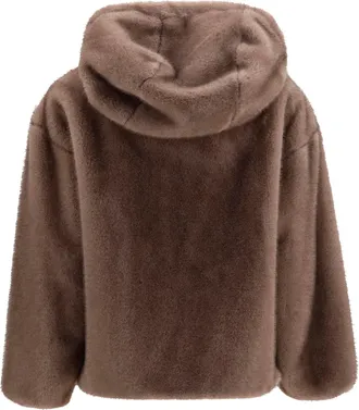 Herno Womens Hooded Jacket Eco-Fur Visone