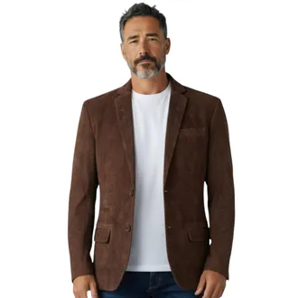 Infinity Leather Mans Italiaanse bruine su&egrave;de leren blazerjas - Trabzon