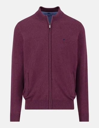 Fynch-Hatton Mens Superfine Stand-Up Cardigan Deep Merlot - Red - Size: 40