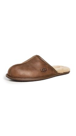 UGG Mens Scuff Slipper, Tan Leather, 14 UK