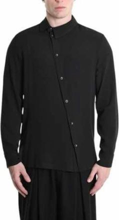 La Haine Inside Us Overhemden, Heren, Zwart, XL, Asymmetrisch Geknoopte Viscose Blouse