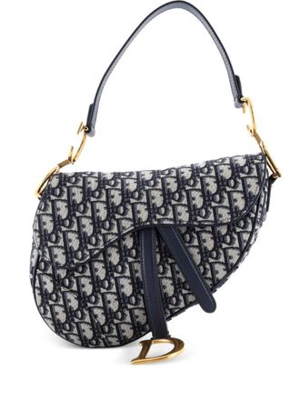 Dior Saddle Handbag Oblique Canvas Medium shoulder bag - Blu