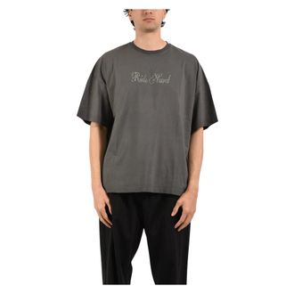 Msgm T-Shirts, male, Gray, Size: XL Rhinestone T-shirt