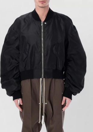 Rick Owens cropped flight jacket ruched sleeves design