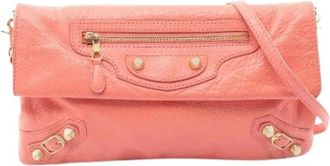 Balenciaga Pre-owned Giant Envelope Leather 2way Bag - Dames - Vintage Clutch - Roze - ONE Size - Leer - Vintage