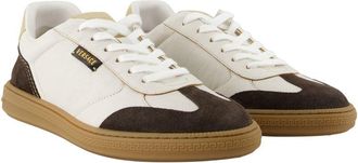 Versace Mens Leather Color-Block Sneaker White Lambskin