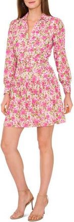 CeCe by Cynthia Steffe Floral Long Sleeve Belted Shirtdress in Floret Pink at Nordstrom Rack, Size X-Large