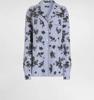 Dolce & Gabbana Poplin Shirt With Crystal Flower Embroidery - Woman Shirts And Tops Multi-colored 40