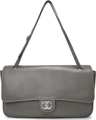 Tiffany & Fred Premium Pebbled Leather Turnlock Shoulder Bag