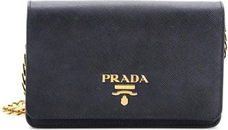 Prada Chain Wallet Saffiano Leather crossbody bag - Zwart