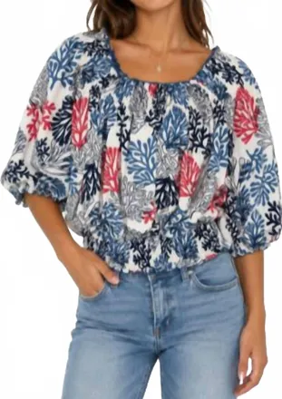 Sole Leah Off Shoulder Blouse In Coral/white