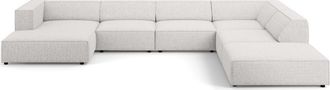 BLOOMINGLOFT 7-Sitzer Design Panorama Sofa Ardenal mit langer Seite rechts, Chenille-Bezug