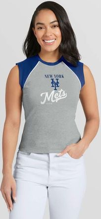 WEAR by Erin Andrews Womens WEAR by Erin Andrews Heather Gray New York Mets Cropped Raglan Tank Top at Nordstrom, Size X-Large