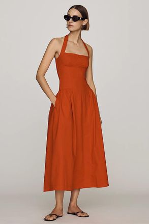 Maeve Poplin Halter Midi Dress