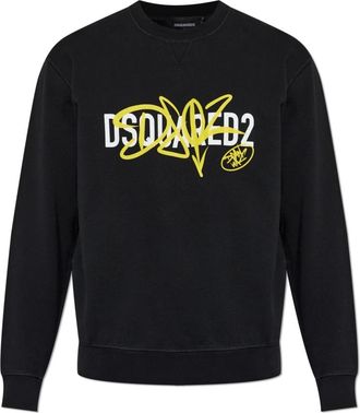 Dsquared2 Logo-Print Sweatshirt - Heren - Sweatshirts - Zwart - S - Katoen - Hoodies & sweatvesten