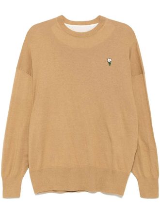 Undercover round next long sleeves tops - women - Cotton/Cashmere - 2 - Brown
