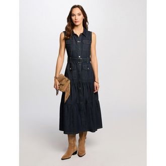 Morgan Lange rechte jurk in denim