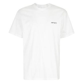Carhartt Work in Progress Carhartt Wip, T-Shirts, male, White, Size: XL Script Embroidery T-Shirt
