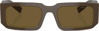 Prada rectangle-frame sunglasses - unisex - Acetate - 53 - Brown