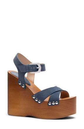 Stuart Weitzman Kate Clog Wedge Sandal in Stormy Blue at Nordstrom, Size 7.5
