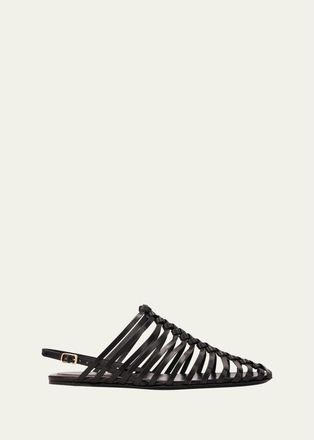 Dries Van Noten Woven Leather Slingback Sandals