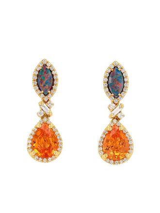 Suzanne Kalan 18K yellow gold diamond Sapphire opal earrings - women - 18kt Yellow Gold/Diamond/Yellow Sapphire/Opal - One Size - Orange