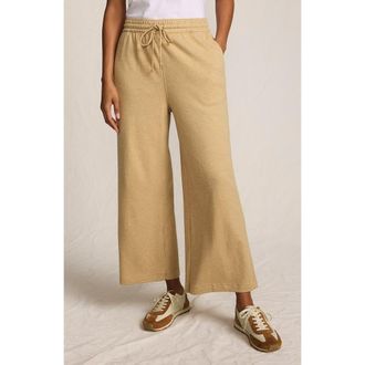 Lands End Sport Knit Pull On Drawstring Wide Leg Crop Pants in French Pecan Heather at Nordstrom, Size X-Small Short