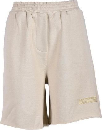 Douuod Beige Elastic Cotton Shorts